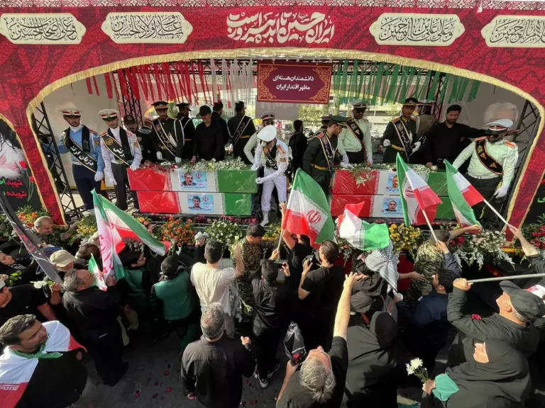 Coffins of Iranian military leaders paraded through Tehran during state funeral following Israel conflic
